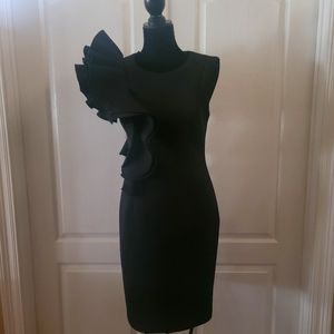 One shoulder ruffle sleeve dress